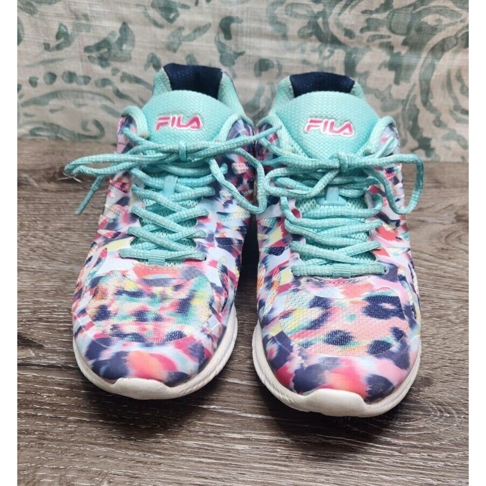 Fila Shoes Womens Size 8.5 Blue Watercolor Rainbow Comfy Running